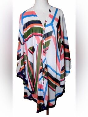 Express Striped Multi-Color Lightweight Kimono OS